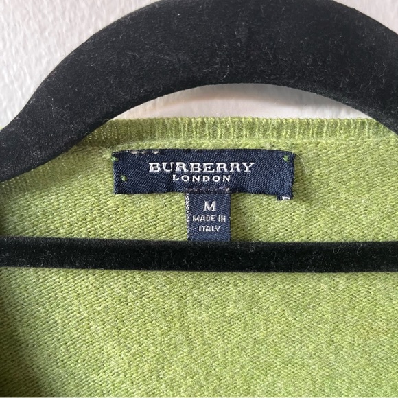 Burberry Sweater sz Medium Green Checks lime and khaki Short sleeve Pure Wool - Picture 4 of 7